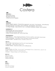 Proposed Costera menu